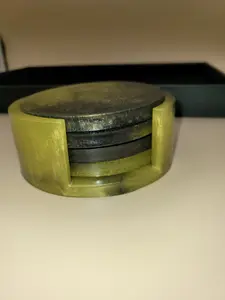 Black and Yellow Handmade Resin Coaster Set with Holder