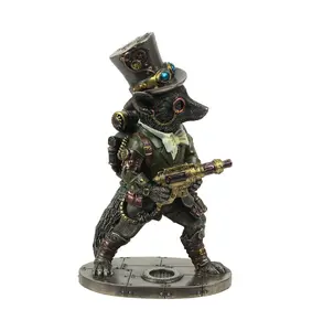 Bronze Finish Steampunk Stagecoach Gentleman Fox Bandit Statue