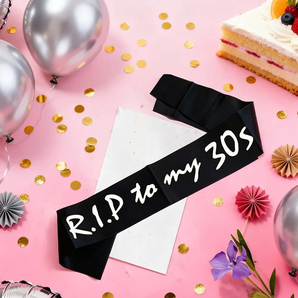 RIP To My 30s Sash 30th Birthday Sash for Women Men Thirty Years Old Birthday Party Supplies Decorations Ornaments Favors Funny Gifts Party Accessories