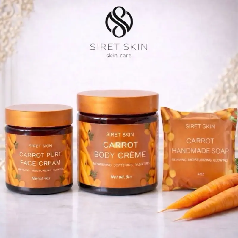 Carrot pure melatonin set face cream, body cream& handmade soap (3pieces)