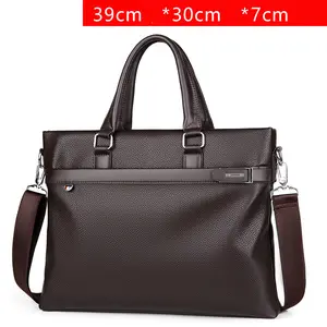Men's Business Bag Leather Briefcase Shoulder Computer Laptop Messenger Versatile Bag Multifunctional Large Capacity Shoulder Handbag Soft Pebbled Leather Convertible Crossbody Bag