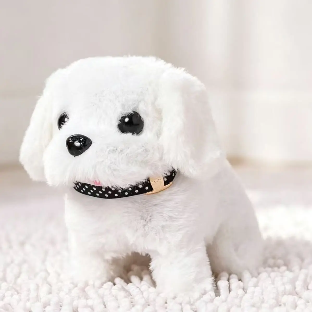 Lifelike Walking Barking Electric Stuffed Dog, Soft Fluffy Interactive Puppy Toy for Boys & Girls Ages 1-6