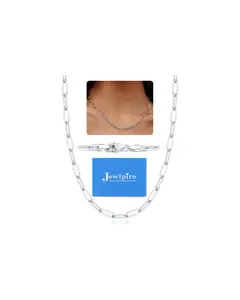 Jewlpire Paperclip Chain Necklace for Women, 3mm/4mm/5mm Necklaces for Women Non Tarnish Women's Chain Necklaces 16 18 20 22 24 26 Inch