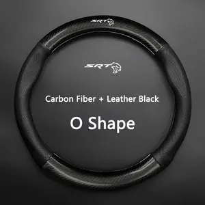 Carbon Fiber Leather Car Steering Wheel Cover, Breathable Anti Slip, for Dodge Srt RAM Journey Charger Challenger Caliber Durang, Auto Accessories