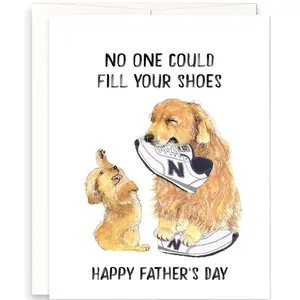 Dad And Daughter Happy Fathers Day Card Funny - Dad Birthday Cards From Son - Following In Father's Footsteps Dog Dad Card For Husband