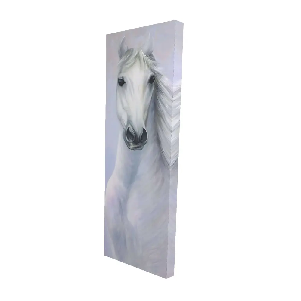 Powerful White Horse Blue Artwork 360 Stand Wall Poster - 16x48 in. Modern High-Def Nature Artistic Print, Animal Motif, Bedroom Decor, Home Gift, Long-Lasting, Home Inspo, 2080-4816-AN171, Printing