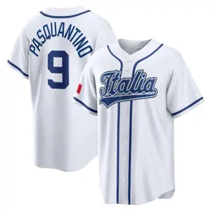 Vinnie Pasquantinol #9 Man's Italy Baseball Jersey White All Stitched Customized Fan Shirt #Baseballjersey