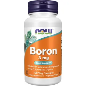 NOW Foods Boron 3 mg Veg Capsules, Bororganic Glycine Supplement for Bone and Structural Wellness Support, Daily Mineral Formula, 100 Capsules