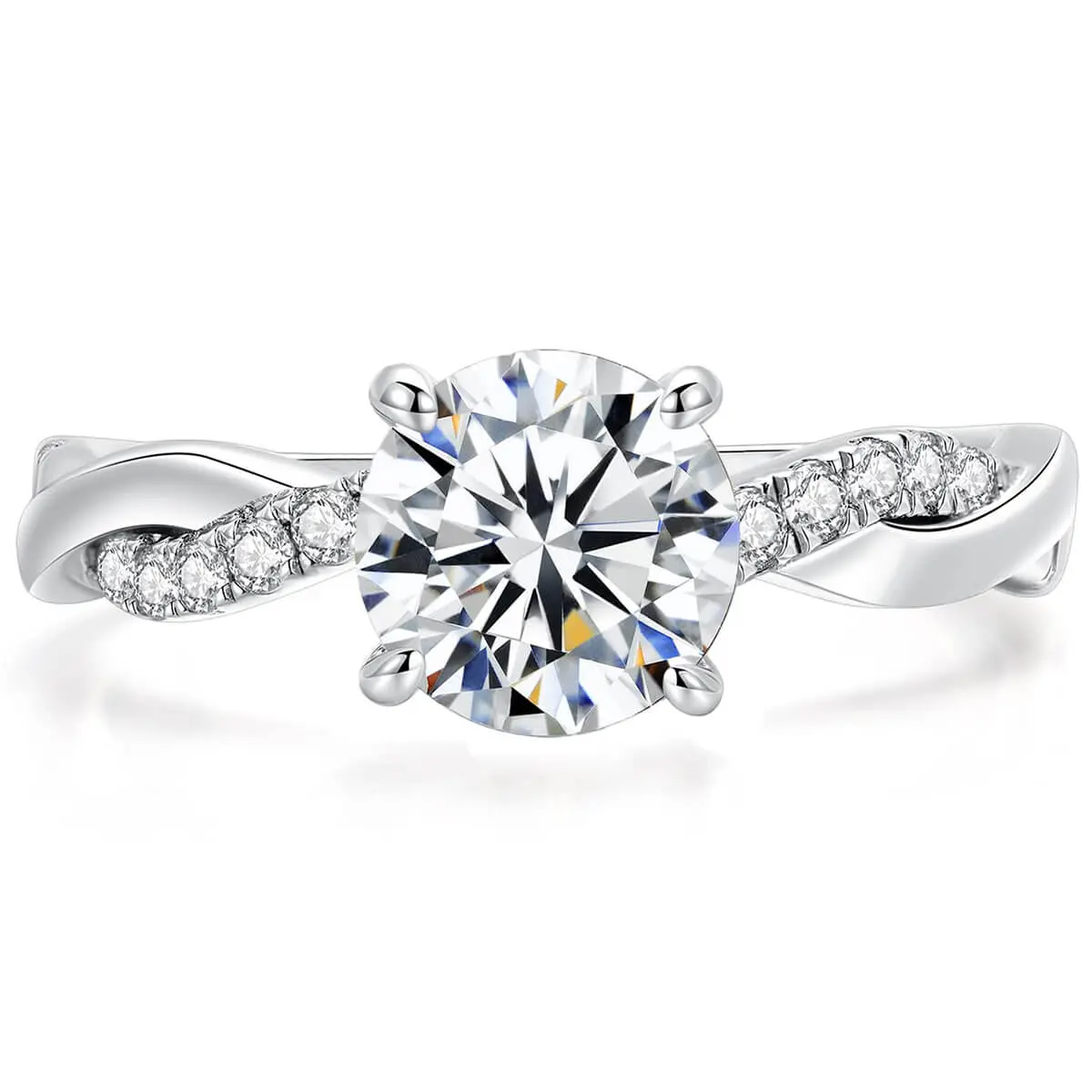 IMOLOVE Moissanite Wedding Engagement Ring for Women Twisted Rope Wedding Rings for Women Moissanite Rings for Women 1-2CT D Color VVS1 Clarity Promise Ring for Her with 18K Gold plated Size 4-11