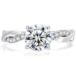 IMOLOVE Moissanite Wedding Engagement Ring for Women Twisted Rope Wedding Rings for Women Moissanite Rings for Women 1-2CT D Color VVS1 Clarity Promise Ring for Her with 18K Gold plated Size 4-11