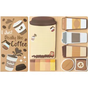 Cute Sticky Notes Set - I Just Really Like Coffee Self-Stick Notes Pad, 550 Sheets Writing Memo Pages Sticky Notepad for Teacher Appreciation Gifts, School Office Party Favors Supplies (Coffee)
