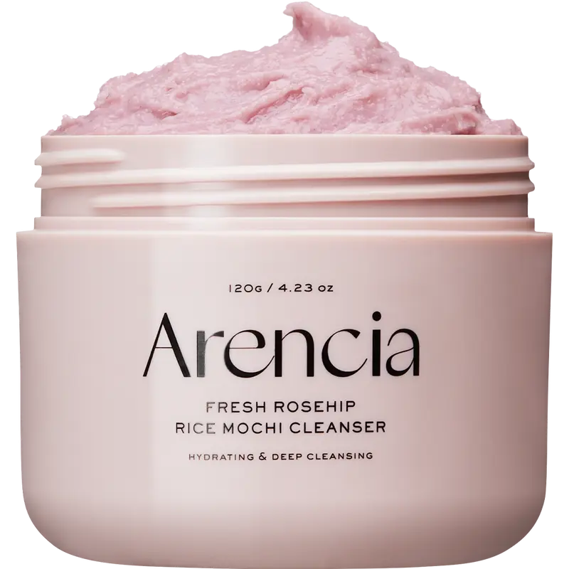 Fresh Rosehip Mochi Cleanser - 120g Hydrating & Deep Cleansing Facial Foaming Wash for Sensitive, Drying Skin Clay Mask