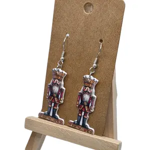 Festive Christmas Earrings Nutcracker Design Perfect for Holiday Parties Lightweight & Durable Hook Earrings 2D