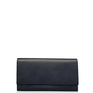 Pre-owned PRADA Leather small leather goods Continental Wallet Saffiano Calfskin Dark Blue (yg030926a7)