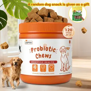 LISPOO Dog Multi-Probiotic Soft Chews, Chicken Flavor, 120 Count, Support joint, skin, gut and heart health to keep your dog healthier and more energetic