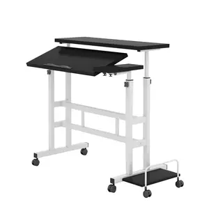 Mobile Stand Up Desk, Small Standing Desk with Wheels, Portable Standing Table On Wheels for Walking Pad, Portable Standing Desk Adjustable Height, Rolling Computer Desk Adjustable Height Tall Table for Home Office School