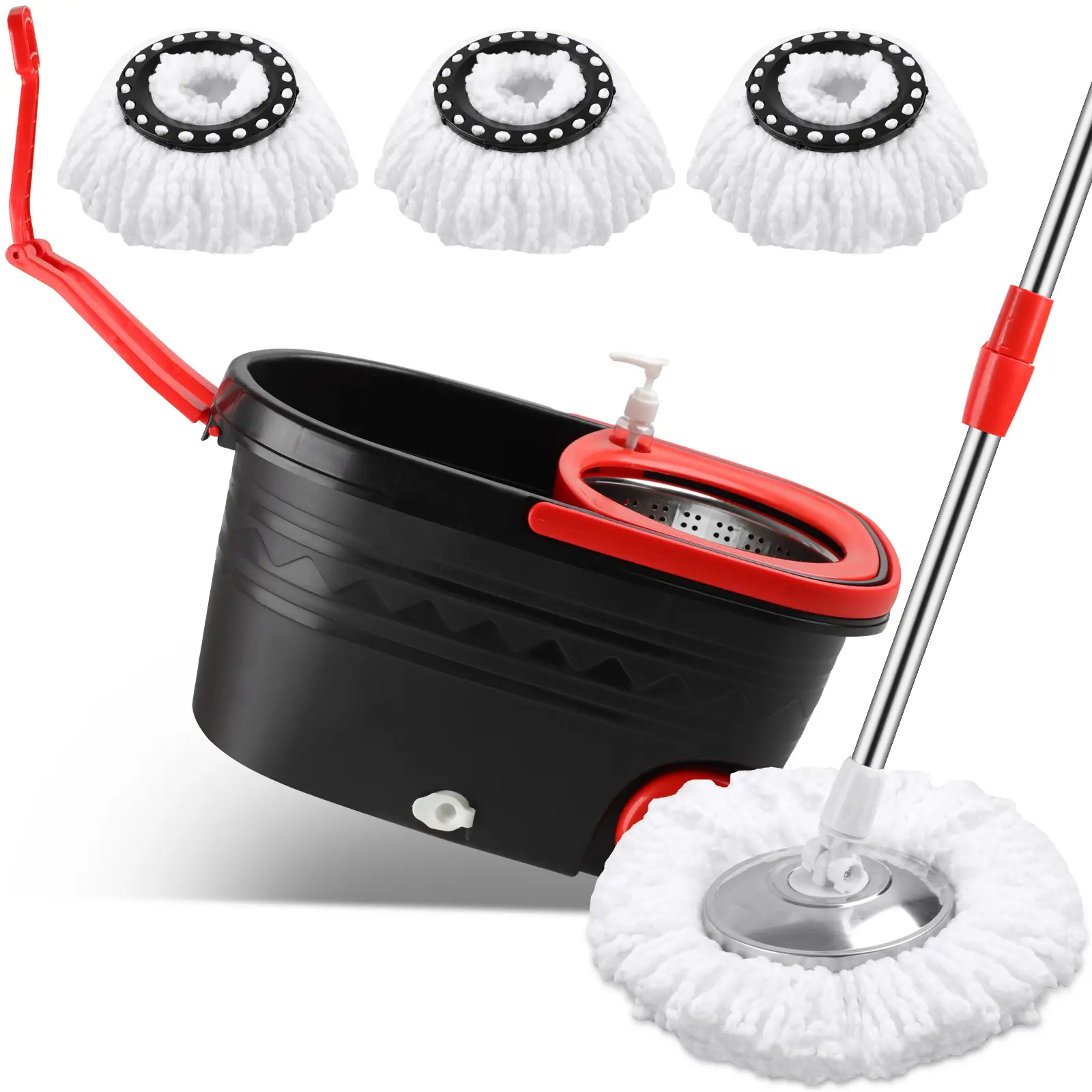 Spin Mop and Bucket with Wringer Set On Wheels, 360 Jamaica