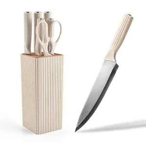 Knife Set, 7-Piece Kitchen Knife Set for Chef, Sharp Knife Set with Universal Knife Block,Anti-Rust Kitchen Knife Block Set, (Black) Stainless Steel Cutting