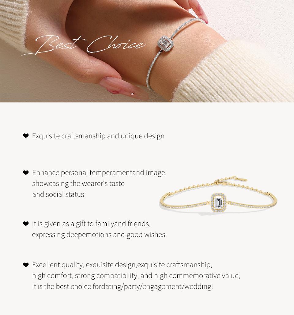 ATTAGEMS 0.6ct Octagon Cut D Color VVS1 Lab-Grown Moissanite Bracelet for Women Dating Anniversary Wedding Gift High Quality Trendy Fine Jewelry B076