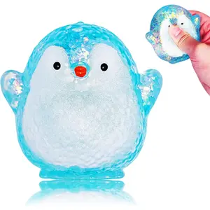 1Pcs Blue Penguin Sugar Stress Ball Squishy Toys for Kids Adults- Soft Cute Animals Squeeze Sensory Toy Anxiety & Stress Relief Squishy Penguin Sugar Ball for Birthday Classroom Prizes