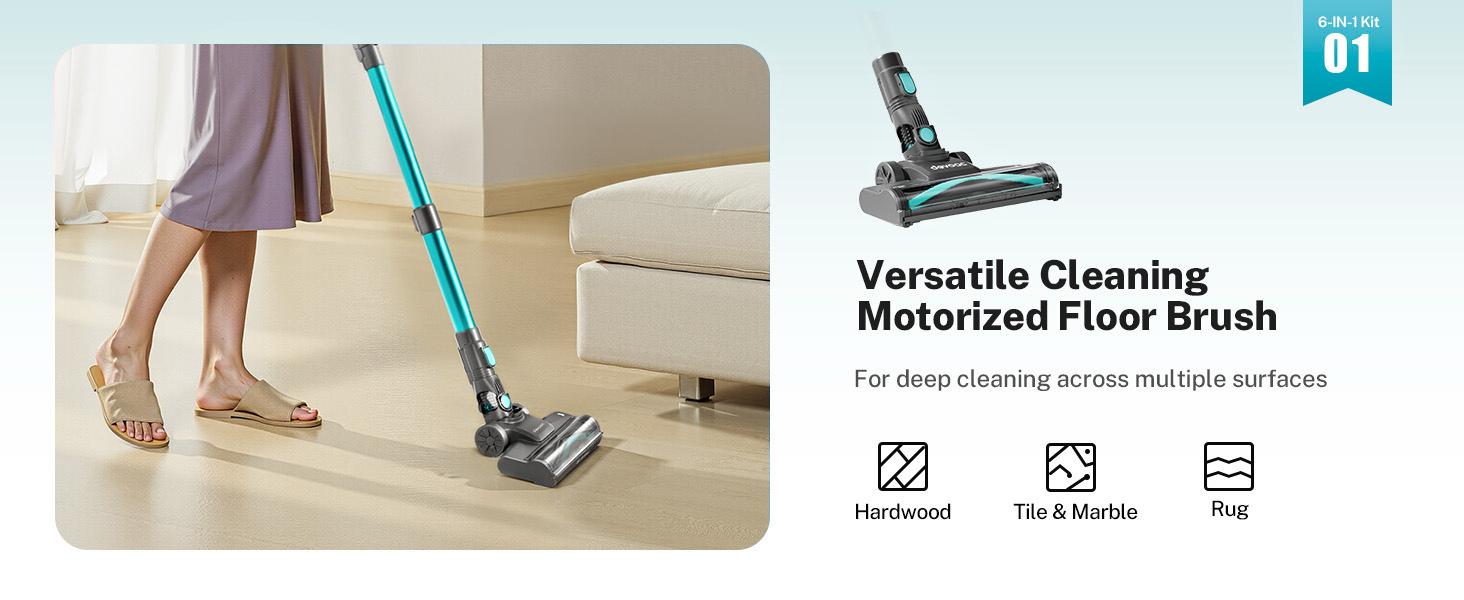 [MemorialDay]Devoac Cordless Vacuum Cleaner,8-in-1 Rechargeable Stick Vacuum,Up to 40mins Runtime,Powerful Suction,Lightweight,Versatile for Hardwood Floors\Car\Carpets\Pet Hair