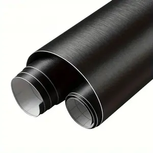 Brushed Aluminum Black Vinyl Wrap Film With Air Release Self Adhesive DIY Car Motorcycle furniture Sticker For Cars Decal