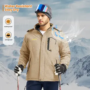 YSENTO Men's Water Resistant Snow Jacket Winter Ski Coats  Warm Fleece Jacket Parka Raincoats With Hood Multi-Pockets