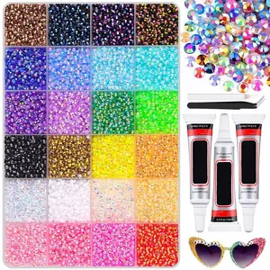 40000pcs 40 Color Jelly Rhinestone Decoration Set, 3mm Multi-Color Resin Flatback Gems, Includes Dedicated Pick-Up Tool,Fusion Bead Set，Suitable for DIY Crafts, Diamond Painting, Nail Art, etc., Sparkling Decoration Set
