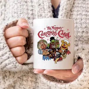 Vintage Christmas Carol Colorful Mug, Funny Kermit And Friends Mug, The Muppet Ceramic Mug, Cartoon Movies Gift