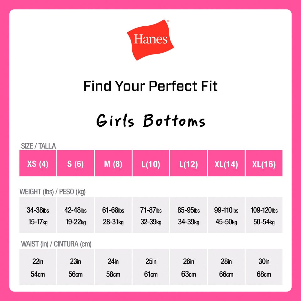 Hanes Originals SuperSoft Girls' Underwear Briefs Pack, 6-Pack, Moisture Wicking Hanes Originals SuperSoft Girls' Underwear Briefs Pack, 6-Pack, Moisture Wicking