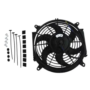Alloyworks 10" 90W 12V Pull Push Curved Blade Electric Radiator Cooling Fan + Mounting Kits