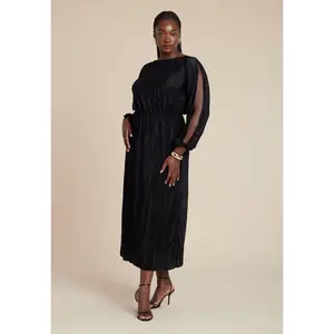 ELOQUII Women's Plus Size Plisse Open Sleeve Dress