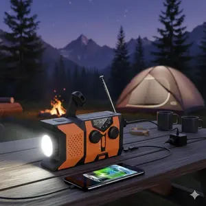 Emergency Hand Crank Solar Radio, Multifunctional Radio with AM/FM/NOAA Weather Alerts, 2000mAh Battery, LED Flashlight, SOS Alarm. Rugged, Water-Resistant for Camping, Survival, Hiking, Emergency Preparedness. Ideal Safety Gift.