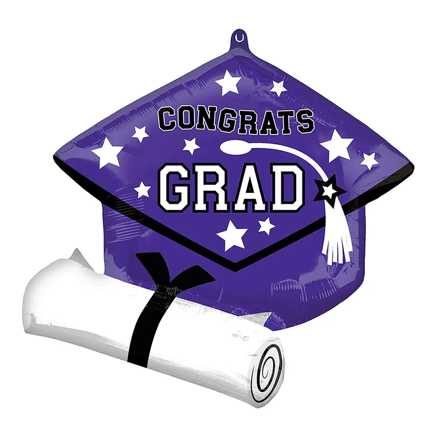 Purple Congrats Grad Diploma & Cap 25" Mylar Balloon