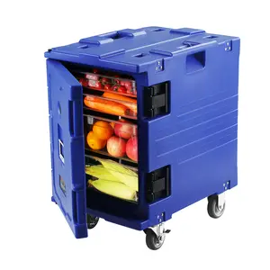 VEVOR Insulated Food Pan Carrier,  82 Qt Hot Box for Catering, LLDPE Food Box Carrier with One-Piece Buckle, Front Loading Food Warmer with Handles, End Loader with Wheels for Restaurant, Canteen, etc.