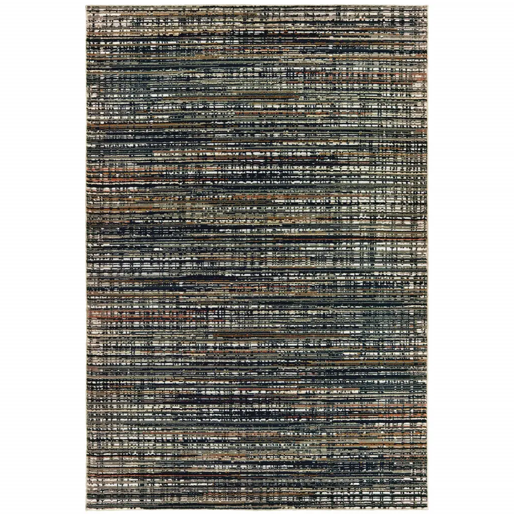 212 MAIN 5x8 ft. Rectangle Abstract Rugs - Power-Loomed, Stain-Resistant, Contemporary Indoor Household Textile Carpet in Black, Navy, Gold, Ivory & Blush Pink