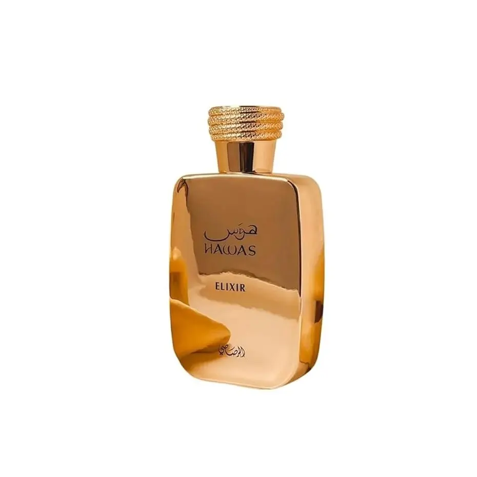Hawas Elixir Perfume - Luxurious Gold Bottle with Elegant Design - Ideal for Special Occasions