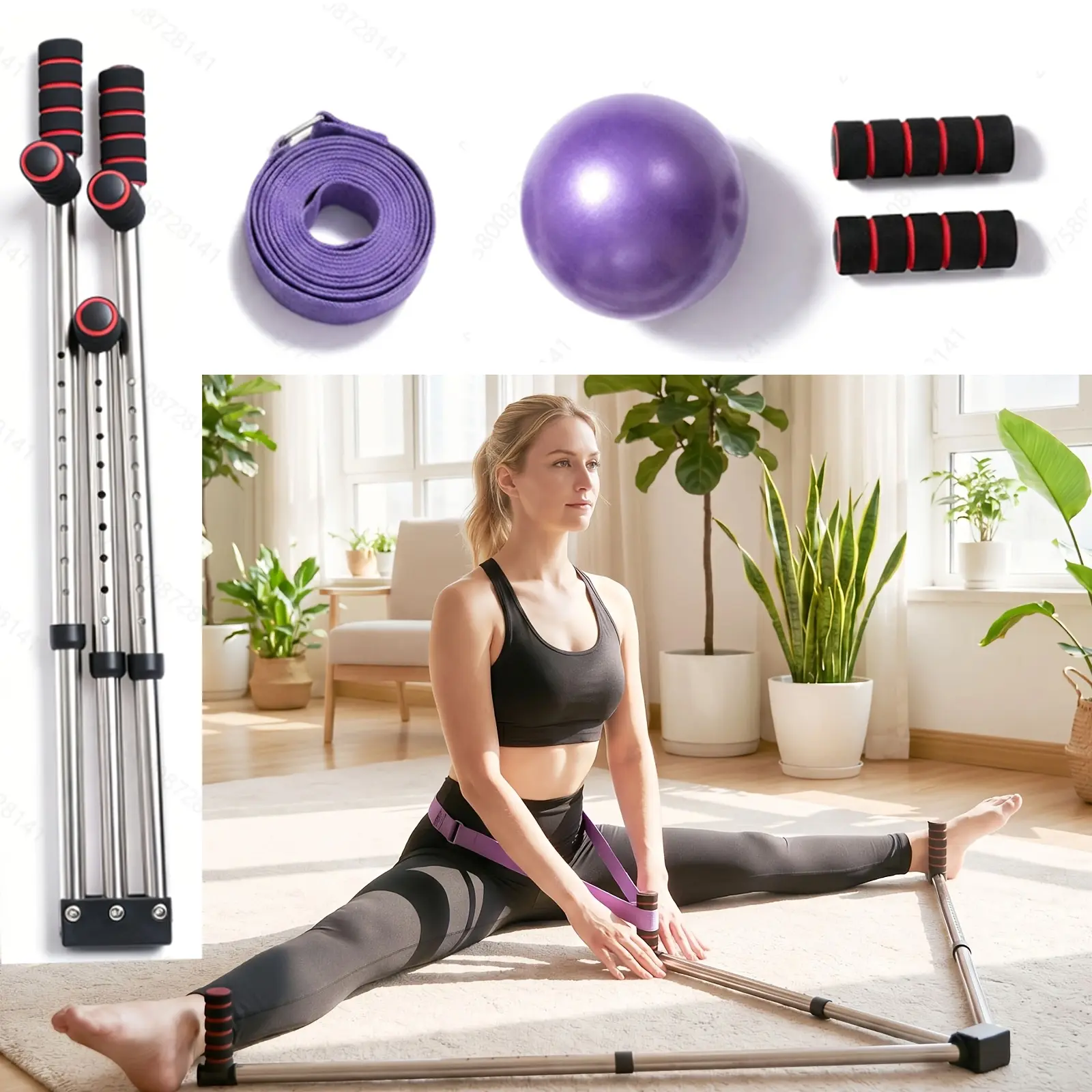 3-Bar Leg Stretcher - Multi-Hole Adjustable Split Stretching Machine, Customizable 9-Hole Stretching Equipment for Athletes, Ballet Training, Gymnastics, Martial Arts, Durable ABS-Stainless Steel Structure