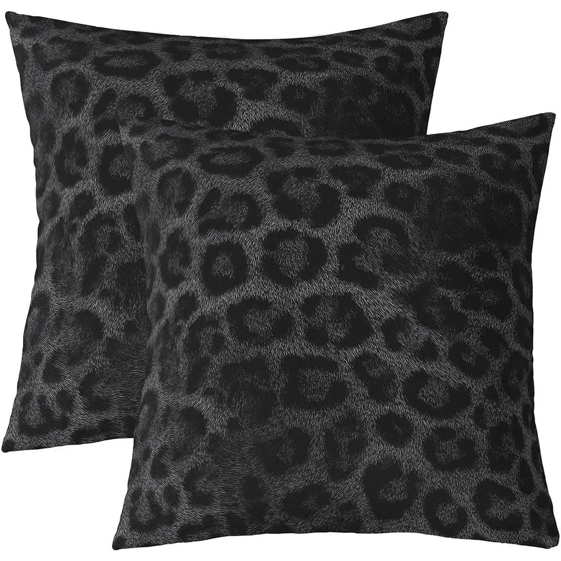 Black Grey Cheetah Print Throw Pillow Covers Leopard Spot Accen,2D Simulated Western Animals Fur Hair Decorativ African Wildlife Big Cat Hide Cushion Cases