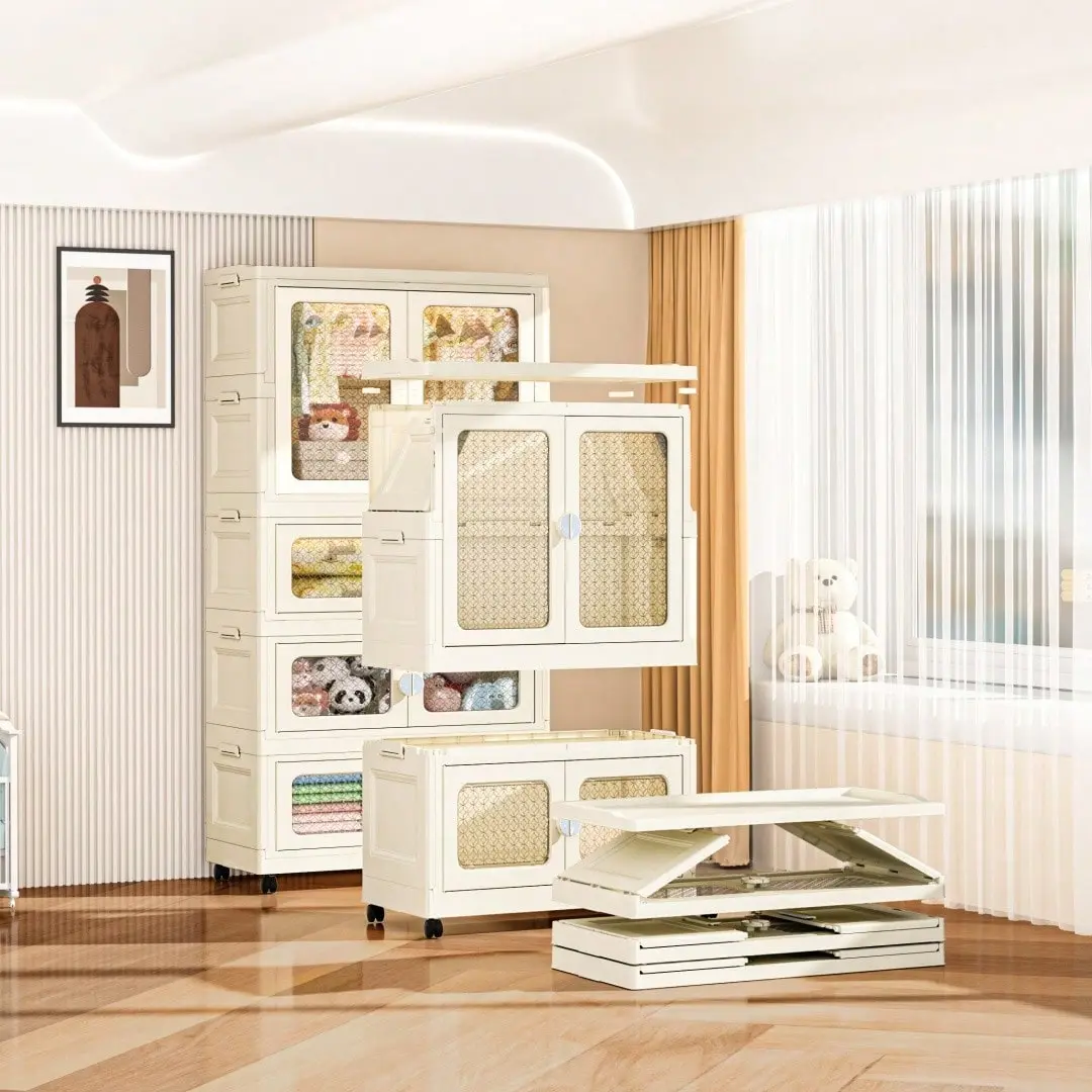 Gaomon Portable Wardrobe Closet - 1-Piece Plastic Freestanding Storage Cabinet with Free Installation, Foldable Hanging Organizer, Stackable Storage Bins for Bedroom Organization, Clothing Organization