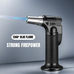 Refillable Kitchen Cooking Torch, 360° Rotation, Blowtorch with Safety Lock and Adjustable Flame, Multi-Scene Suitable for Dessert Caramel Pudding Grilling Baking Camping (Butane Not Included)