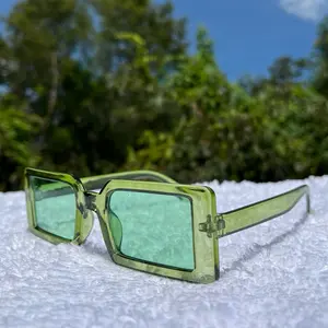 Rectangular Frame Trendy Shades Eyeglasses & Square Frame Sunglasses for Men Women Fall Vintage Multicolor Eyeglasses Set for Outdoor Activities Thin Frames