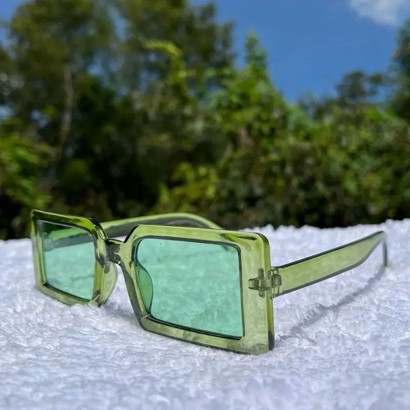 Rectangular Frame Trendy Shades Eyeglasses & Square Frame Sunglasses for Men Women Fall Vintage Multicolor Eyeglasses Set for Outdoor Activities Thin Frames