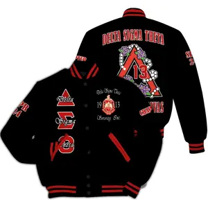 Delta Sigma Theta Varsity Jacket, Custom Chapter Black Sorority Outerwear, Personalized Greek Life College Streetwear, Divine 9 Apparel Gift