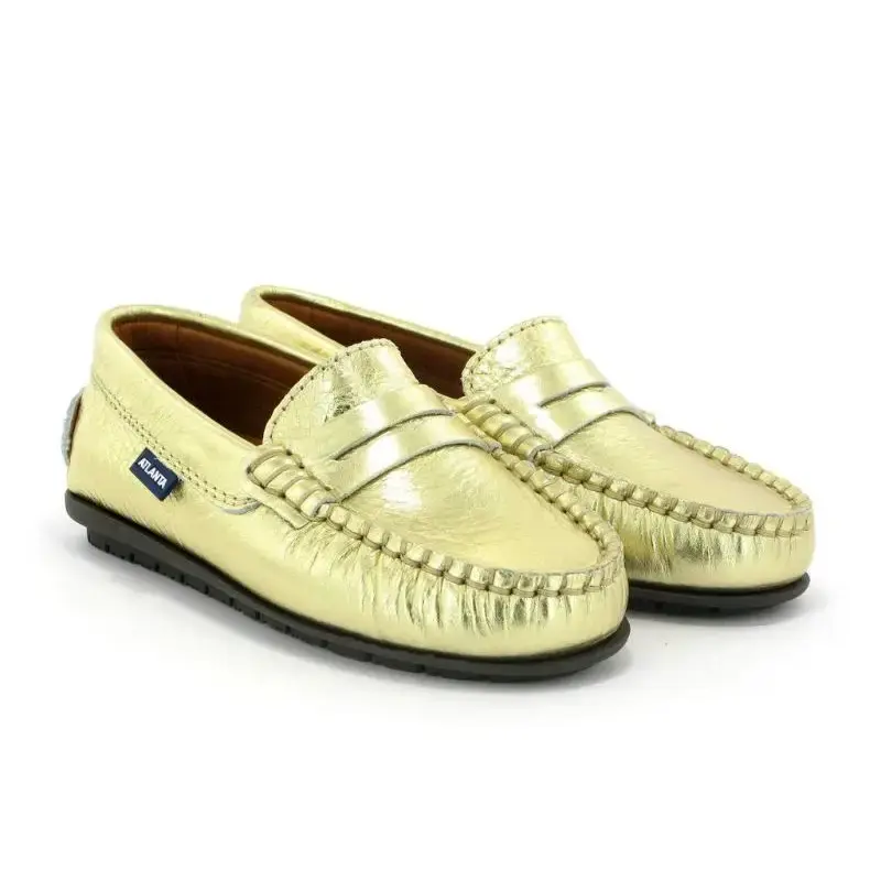 Atlanta Moccasin Gold Metallic Penny Loafer
