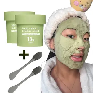 Pore Purifying Solution: Holy Basil Bubble Clay Mask 13% – A Gentle K-Beauty Detox with PHA to Unclog, Refine & Refresh Dull Skin.