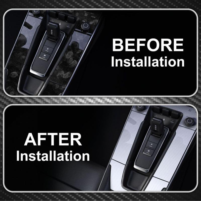 12" x 10FT / 30*300CM Gloss Carbon Fiber Car Wrap Vinyl Bubble Free Air Release Adhesive Car Wrap Film Roll Automotive DIY Decals With Installation Tools