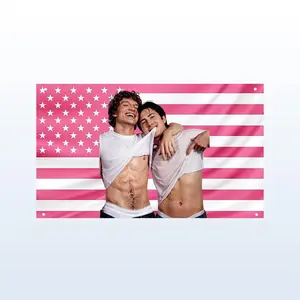 Heated Rivalry Shane & Ilya Pink US Flag | Hockey Romance Lovers Tapestry | BookTok Wall Decor