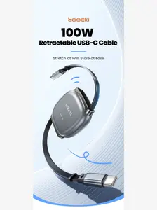 Toocki 100W Retractable USB-C Fast Charging Cable, PD Fast Charge, USB-C to USB-C / Lightning, 1M
