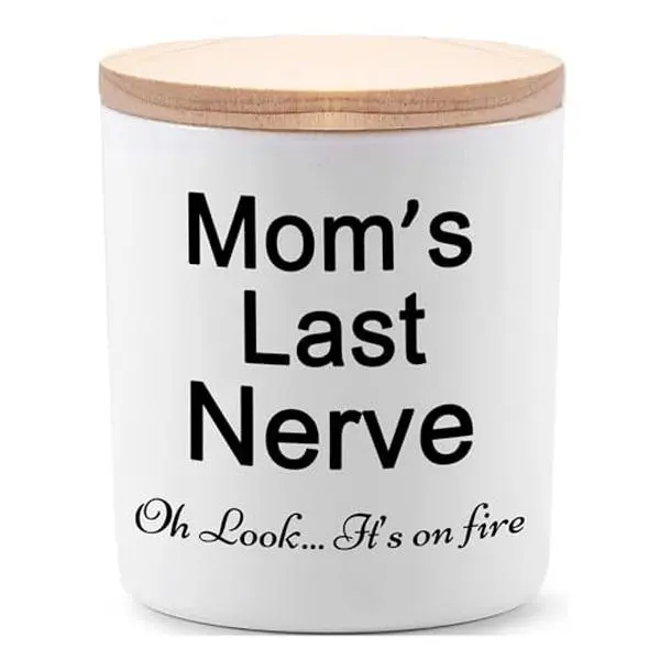 BFJLIFE Candle Gifts for Mom from Daughter Son Funny Cool Unique Mothers Day Christmas Birthday Gifts for Mom Stocking Stuffers Moms Last Nerve Oh Look Its On Fire Lavender Scented Soy Candle